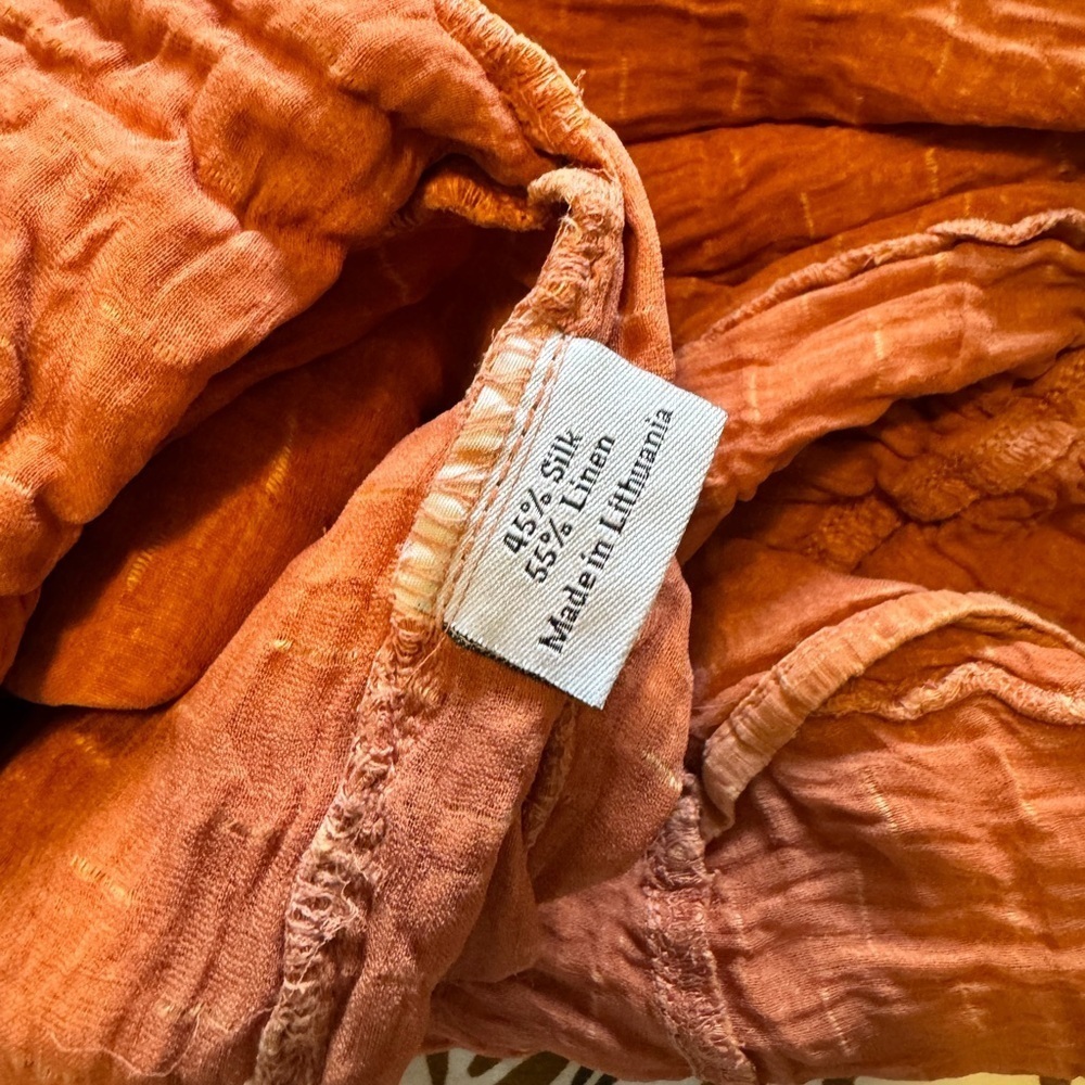 Aurea Vita Stockholm Ankle Pants Gauze Silk Linen Orange Medium EUC - Picture 7 of 8